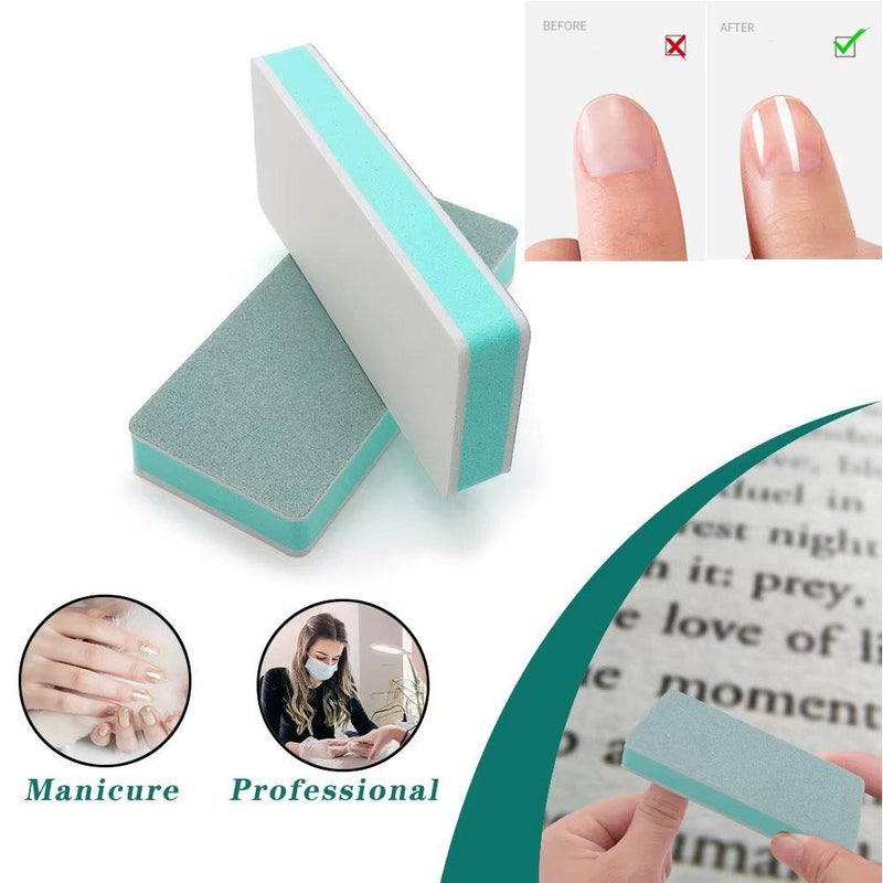 Manicure Tools - Green and White Double-Sided Nail Square Polishing Block for Nail File Polish Grinding Buffer - Image 3